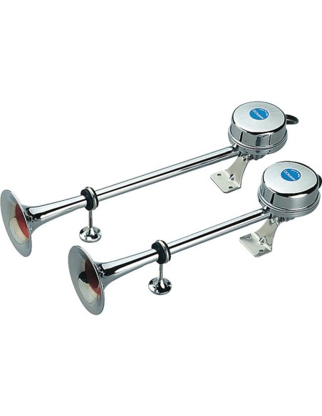 Coppia trombe elettromagnetiche 12V in acciaio inox 40 47cm 121dB