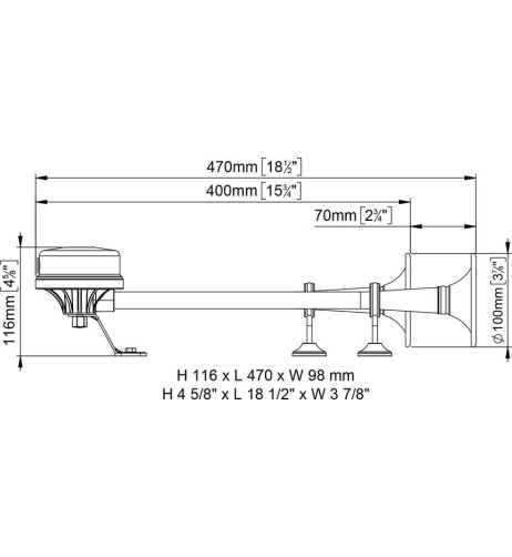 Coppia trombe elettromagnetiche 12V in acciaio inox 40 47cm 121dB