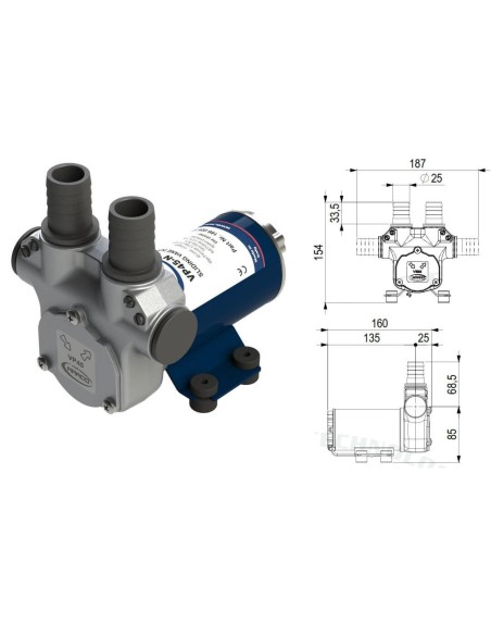 Elettropompa rifornimento gasolio 12V adescam 1 5m 45 l min