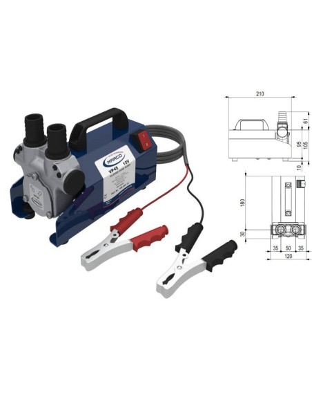 Elettropompa rifornimento gasolio 12V adescam 1 5m 45 l min pinze