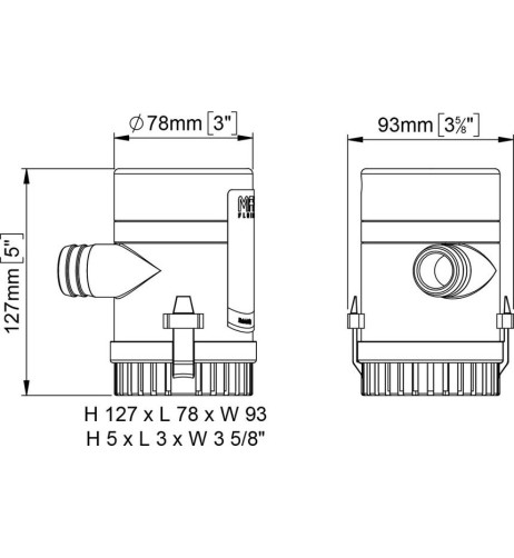 Elettropompa UP1000 ad immersione 12V portata 63 l/min