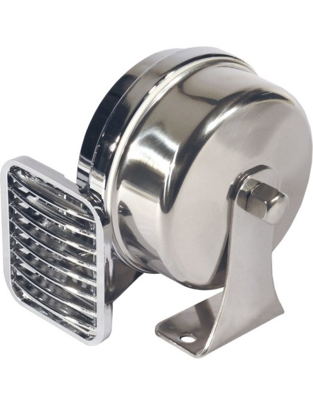 Tromba elettromagnetica 12V cromata tono alto con staffa di fissaggio