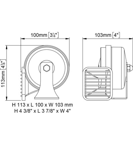 Tromba elettromagnetica 12V cromata tono alto con staffa di fissaggio
