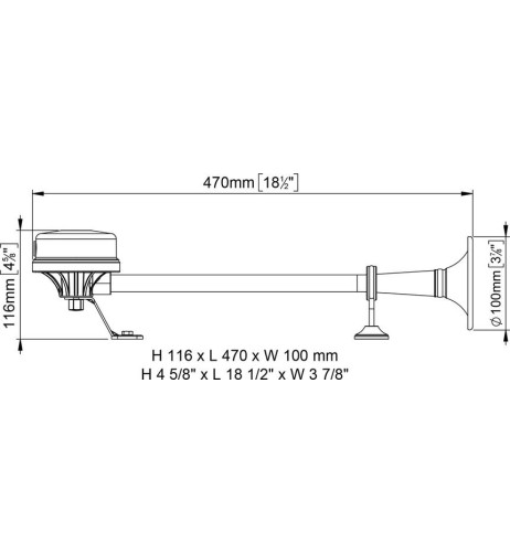 Tromba elettromagnetica in acciaio inox EM1 47cm - 12V