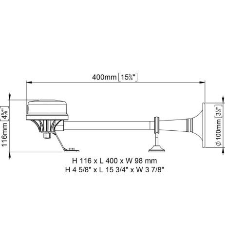 Tromba elettromagnetica in acciaio inox EM2 40cm 12V