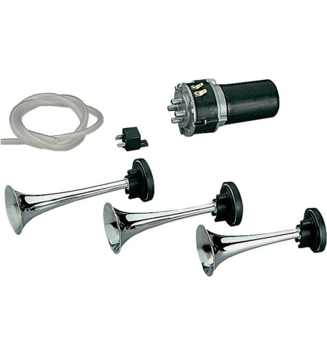 Tromba elettropneumatica 3 cornetti suono unito o alternato 24V