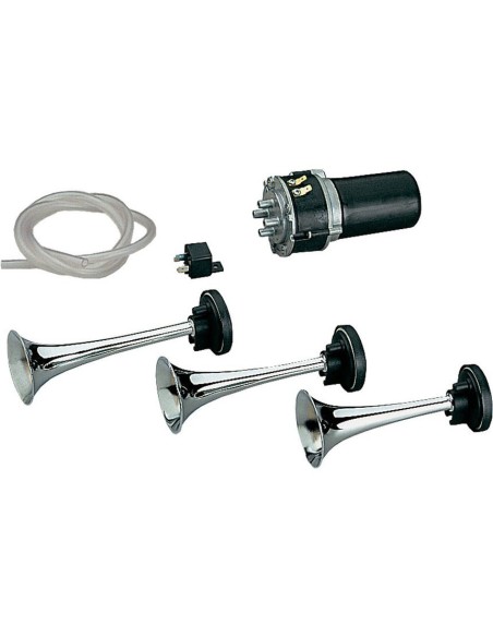 Tromba elettropneumatica 3 cornetti suono unito o alternato 24V