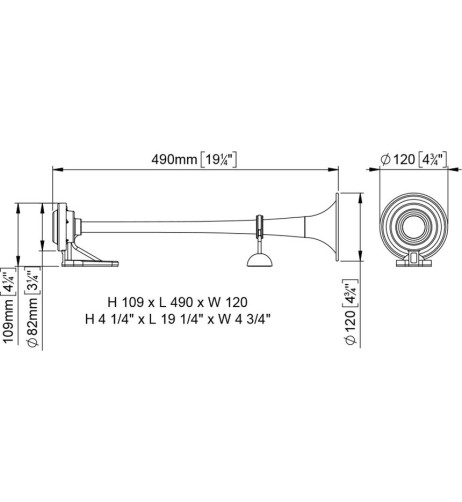 Tromba pneumatica camion ad aria compressa per esterno 50cm
