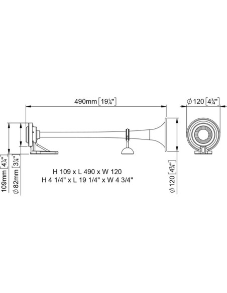 Tromba pneumatica camion ad aria compressa per esterno 50cm