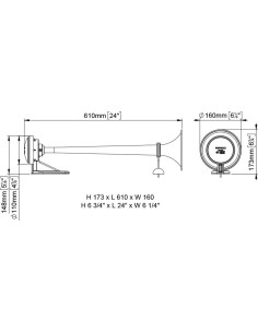 Tromba pneumatica camion ad aria compressa per esterno 60cm 2