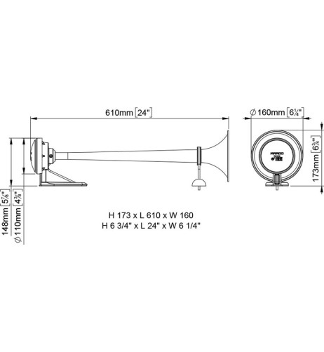 Tromba pneumatica camion ad aria compressa per esterno 60cm