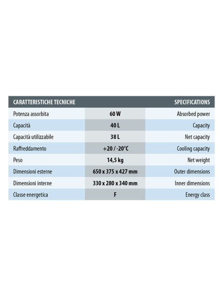 Frigorifero Congelatore a compressore 40 litri 12 24V 220V
