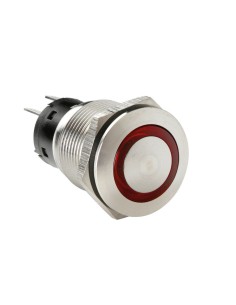 Interruttore a pulsante in acciaio inox con spia a Led 12 24V Rosso