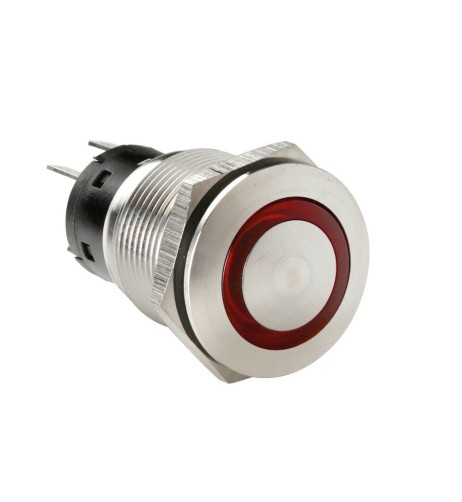 Interruttore a pulsante in acciaio inox con spia a Led 12 24V Rosso