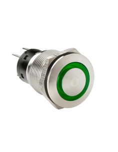 Interruttore a pulsante in acciaio inox con spia a Led 12 24V Verde