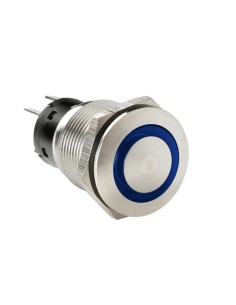Interruttore a pulsante in acciaio inox con spia a Led 12 24V Blu