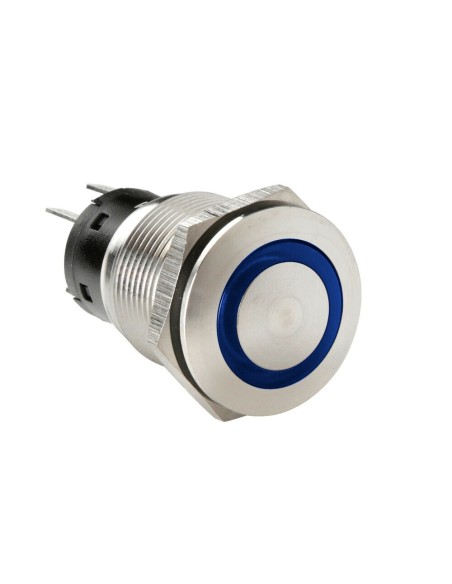 Interruttore a pulsante in acciaio inox con spia a Led 12 24V Blu