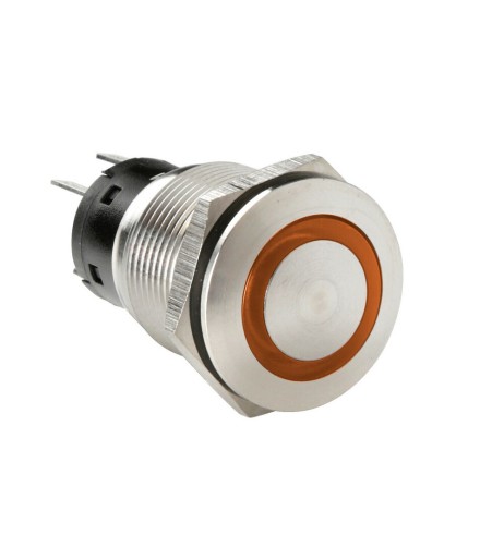 Interruttore a pulsante in acciaio inox con spia a Led 12 24V Arancio