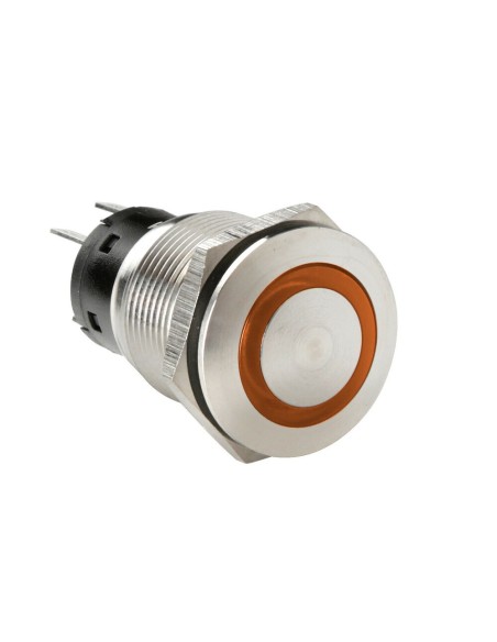 Interruttore a pulsante in acciaio inox con spia a Led 12 24V Arancio