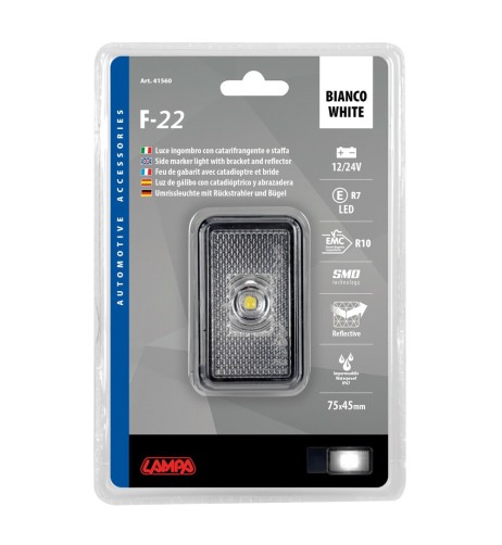 Luce ingombro a Led con catarifrangente e staffa 12 24V Bianco