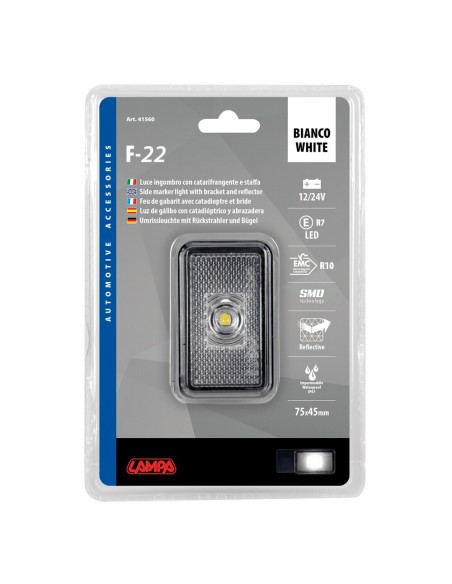 Luce ingombro a Led con catarifrangente e staffa 12 24V Bianco