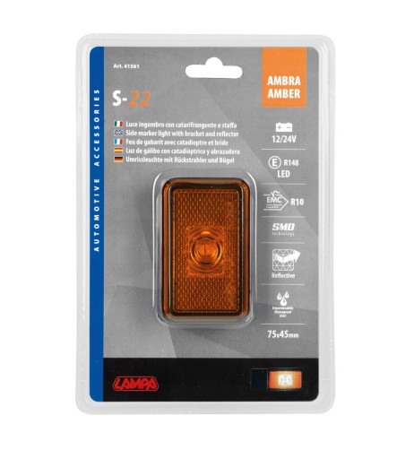 Luce ingombro a Led con catarifrangente e staffa 12 24V Arancio