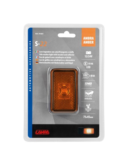 Luce ingombro a Led con catarifrangente e staffa 12 24V Arancio