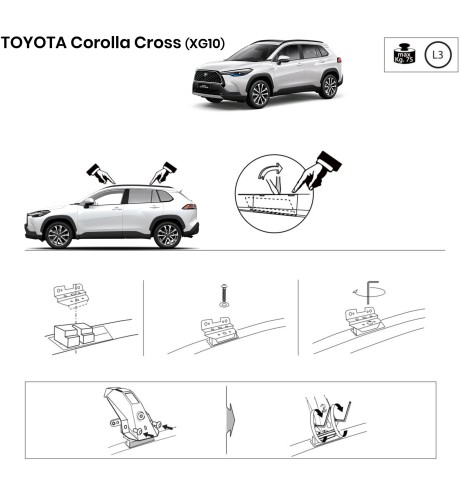 Kit barre portatutto LP64 per Toyota Corolla Cross dal 2022