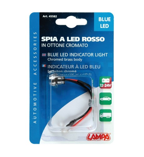 Spia a LED 12V moto scooter auto colore BLU foro 11 2mm
