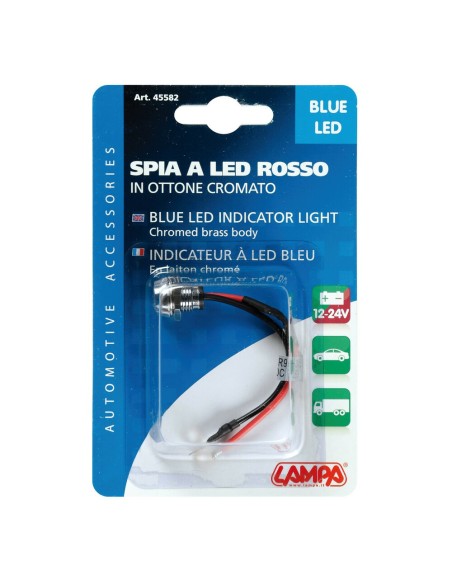 Spia a LED 12V moto scooter auto colore BLU foro 11 2mm