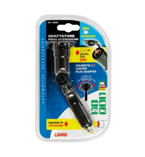 Adattatore snodabile 12 24V Ingresso spinotto standard Uscita spinotto DI