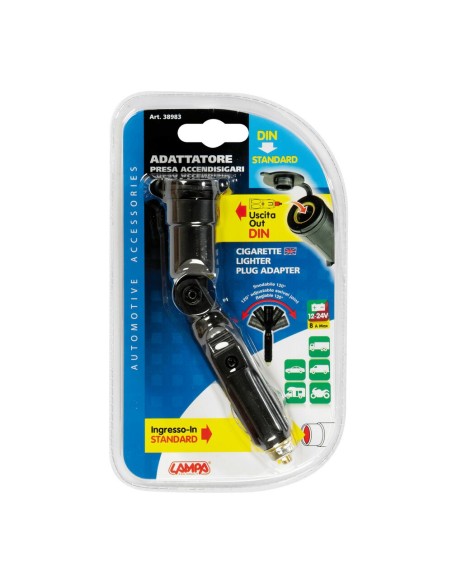 Adattatore snodabile 12 24V Ingresso spinotto standard Uscita spinotto DI