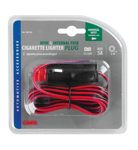 Spinotto universale per presa accendisigari 12 24V cavo 200cm Max 5A