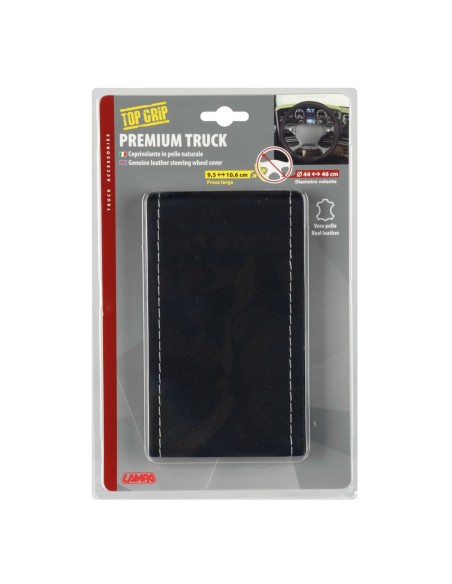Coprivolante camion Premium Truck in pelle nera argento da cucire 44 46cm