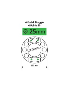Anello coprimozzo inox vuoto 422mm fori 25mm cerchi in acciaio Camion 2
