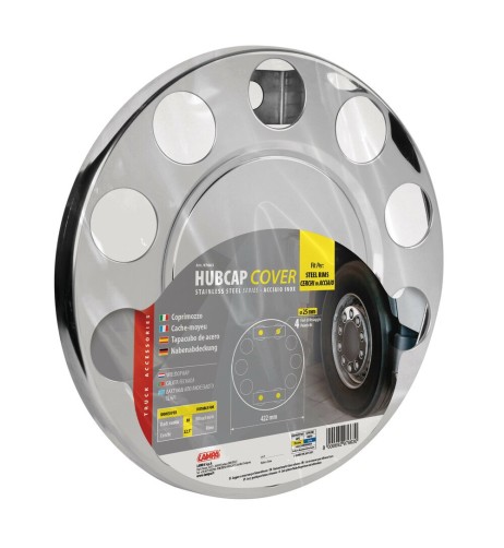 Anello coprimozzo inox pieno 422mm fori 25mm cerchi in acciaio Camion