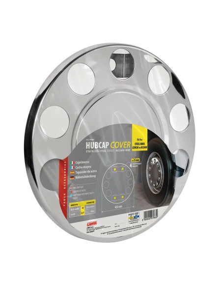 Anello coprimozzo inox pieno 422mm fori 25mm cerchi in acciaio Camion