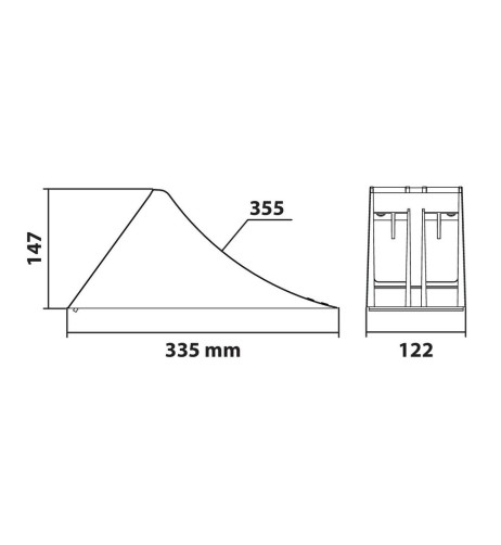 Calzatoia fermaruota termoplastica omologata 335x122xH147mm
