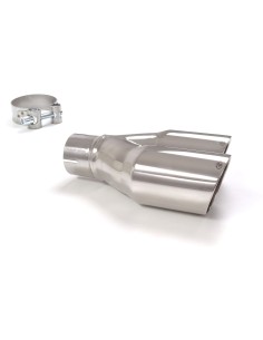 Terminale di scarico doppio rotondo sfalsato 80mm L225 240 Ragazzon RO 2x 2