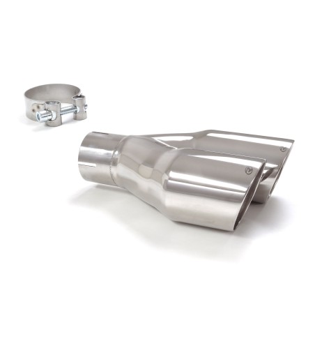 Terminale di scarico doppio rotondo sfalsato 80mm L225 240 Ragazzon RO 2x