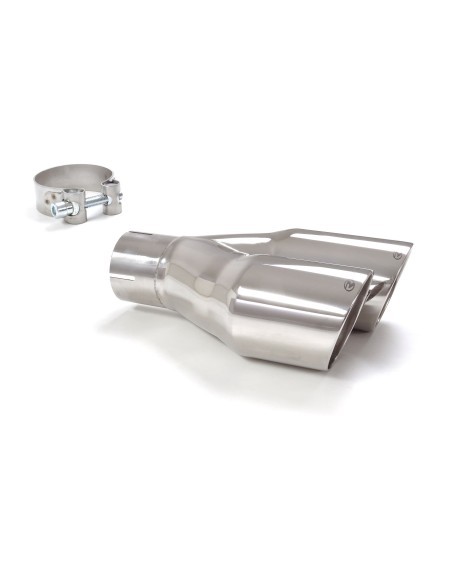 Terminale di scarico doppio rotondo sfalsato 80mm L225 240 Ragazzon RO 2x