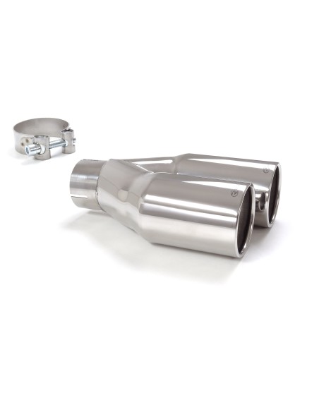 Terminale di scarico doppio rotondo sfalsato 80mm L225 240 Ragazzon RO 2x