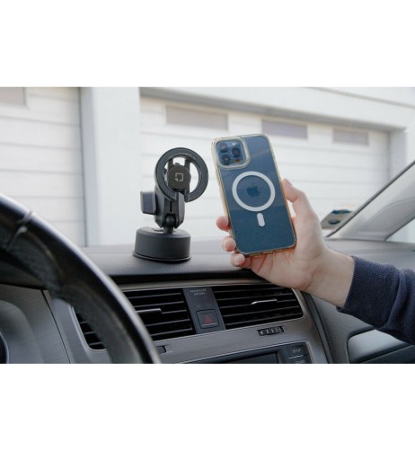 Porta telefono magnetico con attacco a ventosa adesiva