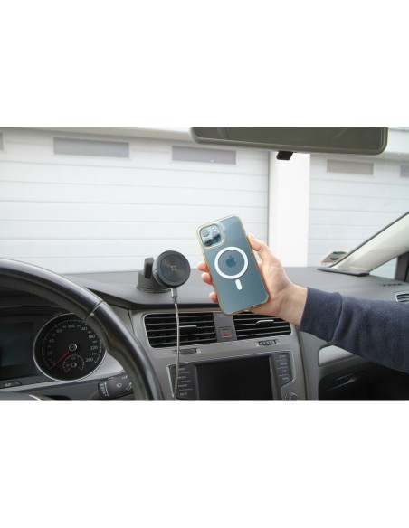 Porta telefono magnetico con ricarica wireless e attacco a ventosa adesiva