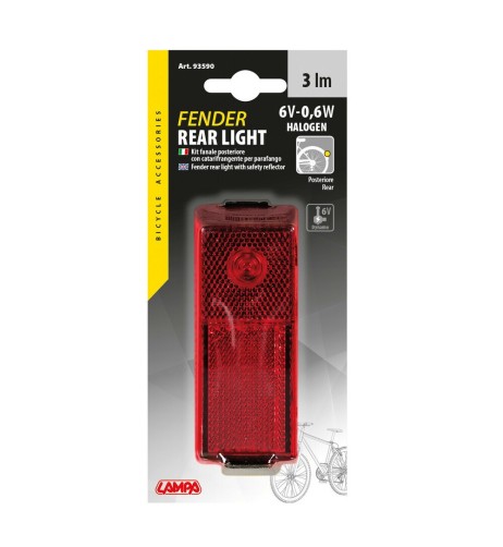 Fanale posteriore bicicletta bici ciclo con catarifrangente 6V 0 6W