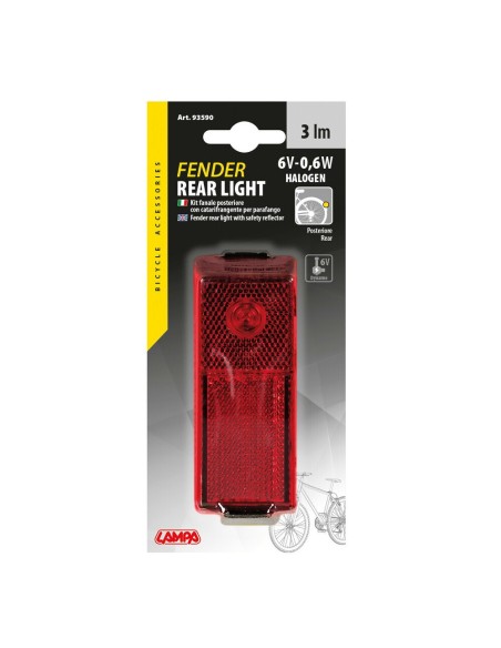 Fanale posteriore bicicletta bici ciclo con catarifrangente 6V 0 6W