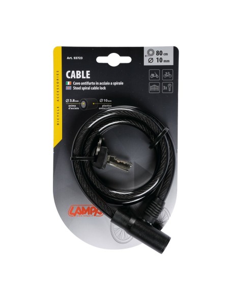 Cavo antifurto 80cm acciaio a spirale diametro 10mm bicicletta bici ciclo