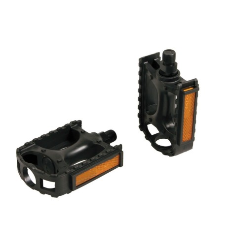 Coppia pedali bicicletta bici MTB ATB in resina con catarifrangenti