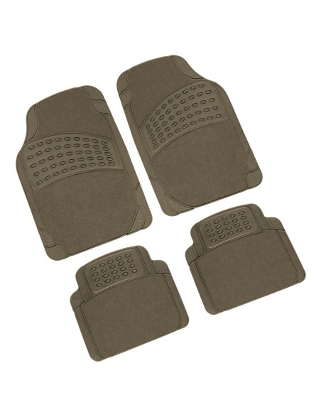Set 4 pezzi tappetini tappeti universali auto moquette e gomma colore beige