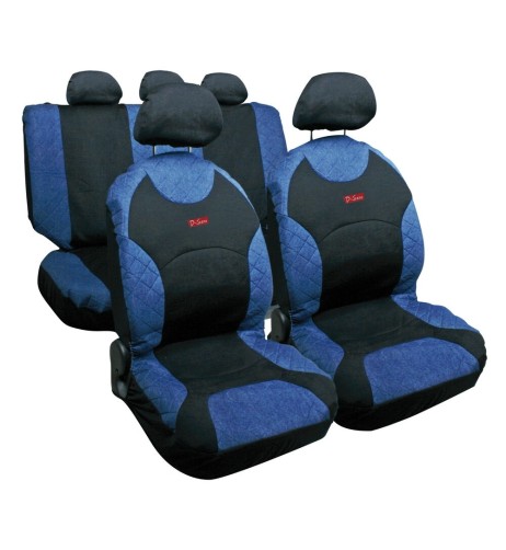 Kit completo coprisedili fodere auto universali cotone Drive Jeans Blu